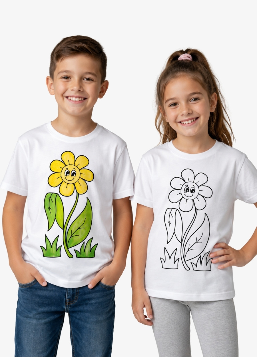 Tişört Boyama - Ayçiçek T-shirt