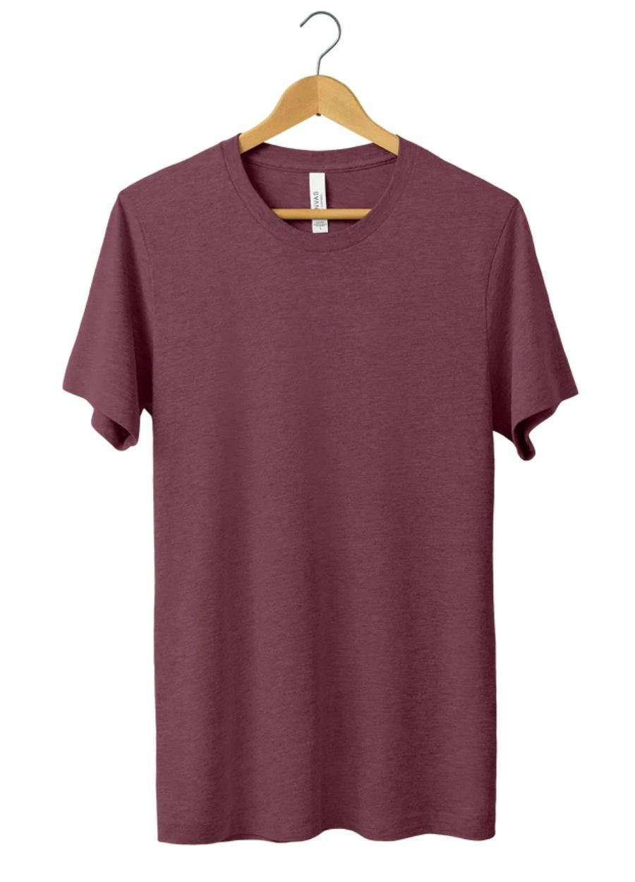 Premium Sıfır Yaka Tişört - Heather Maroon