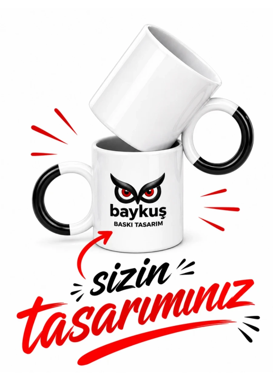 Halka Kulplu Siyah Porselen Kupa Bardak - 2'li set