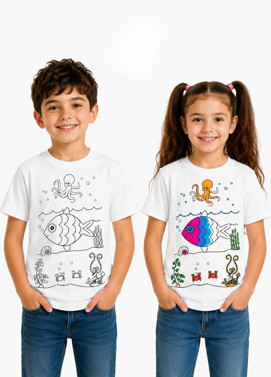 Tişört Boyama - Balık T-shirt