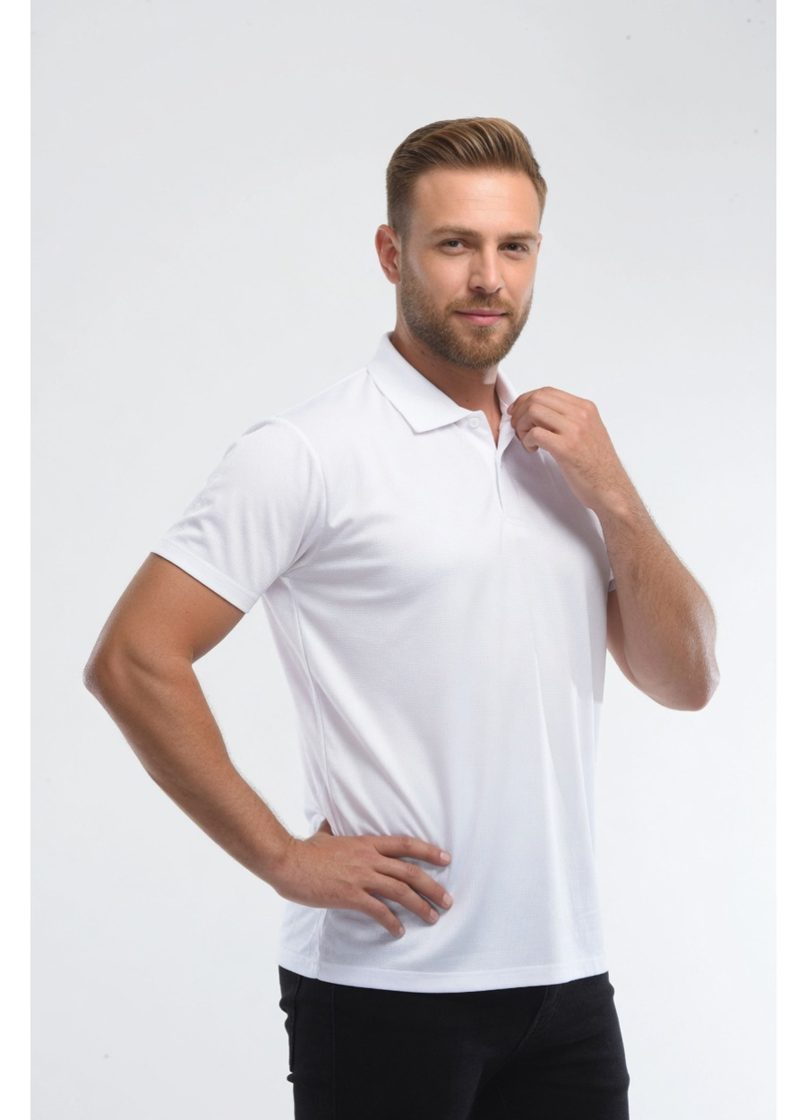 Drytouch Polo Yaka Kısa Kollu Tişört - Beyaz