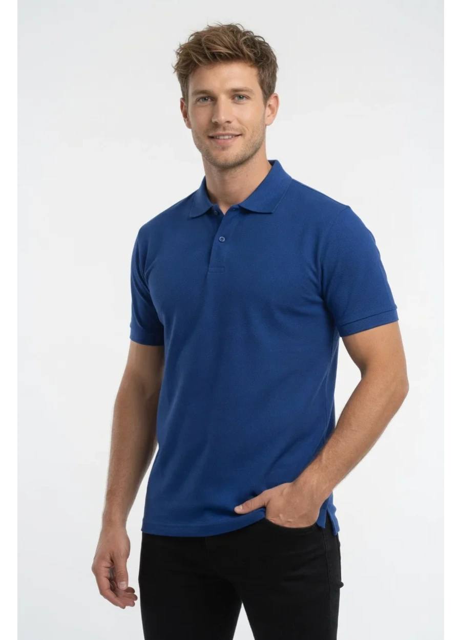 Polo Yaka Tişört - Saks Mavi