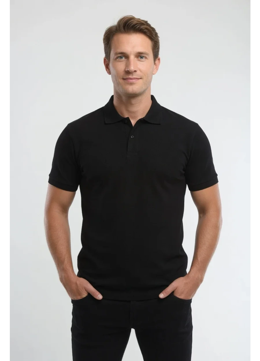 Polo Yaka Tişört - Siyah