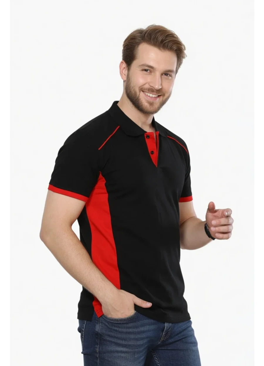 Modelli Polo Yaka Tişört - Siyah - Kırmızı