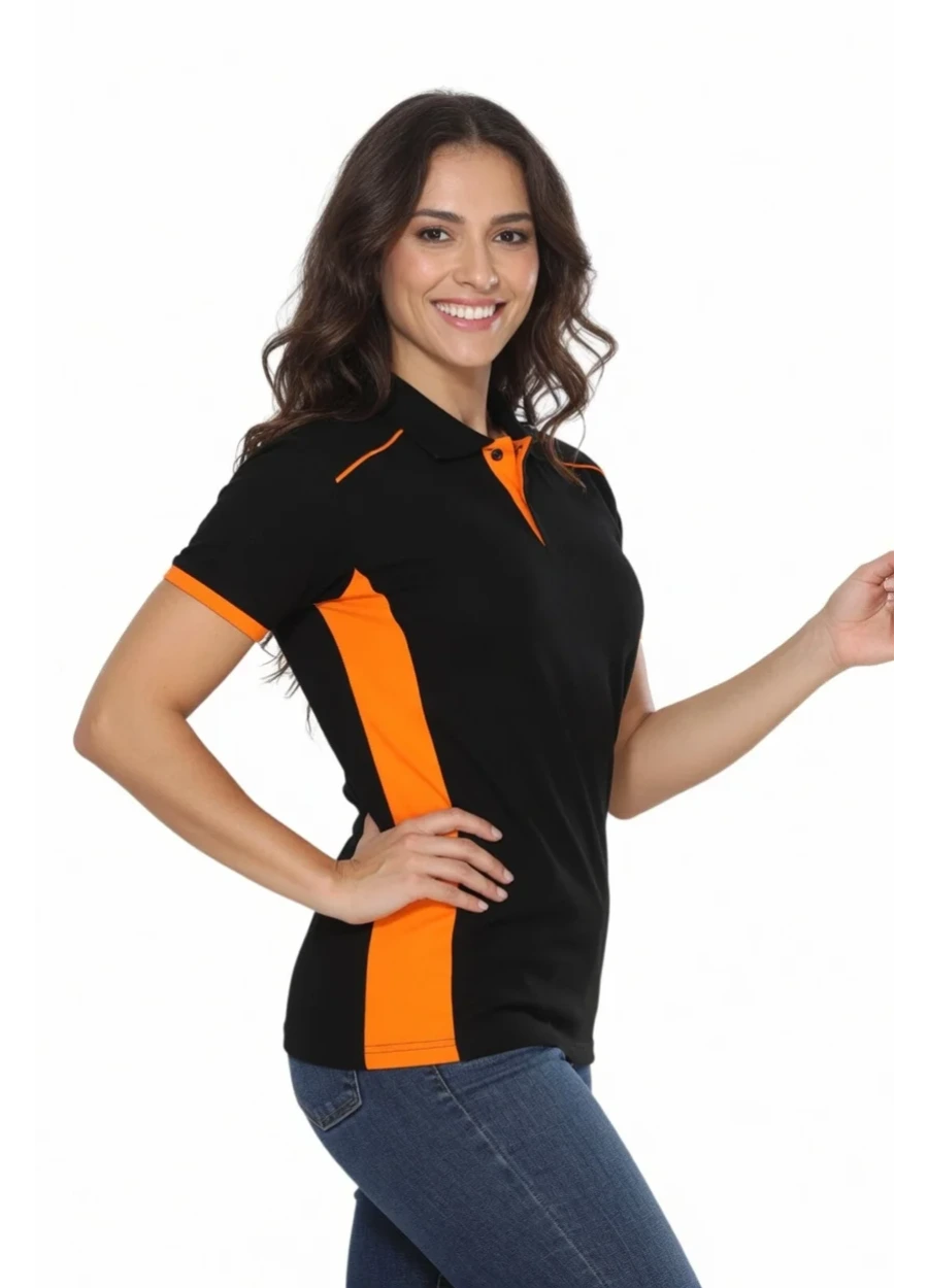 Modelli Polo Yaka Tişört - Siyah - Turuncu