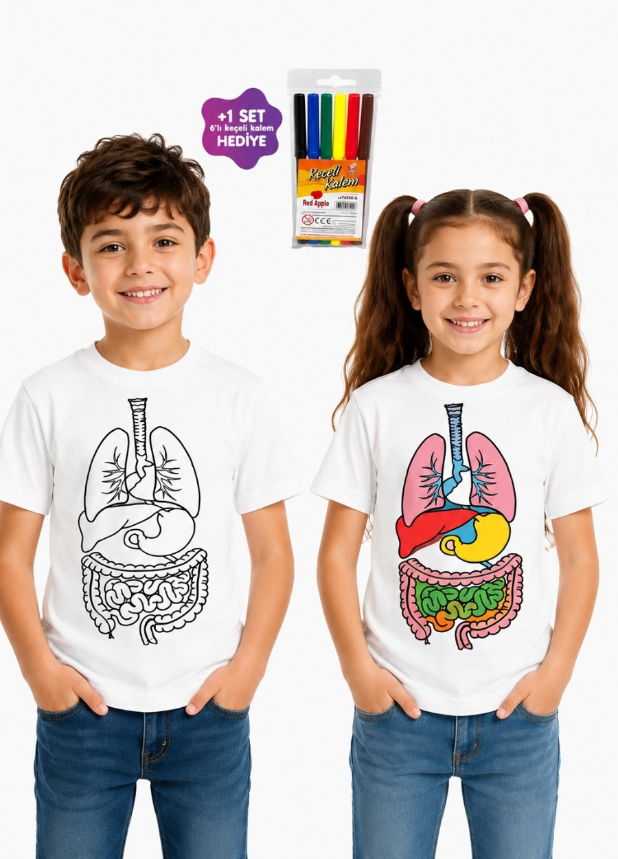 Tişört Boyama - Organlar T-shirt (Kalemli)