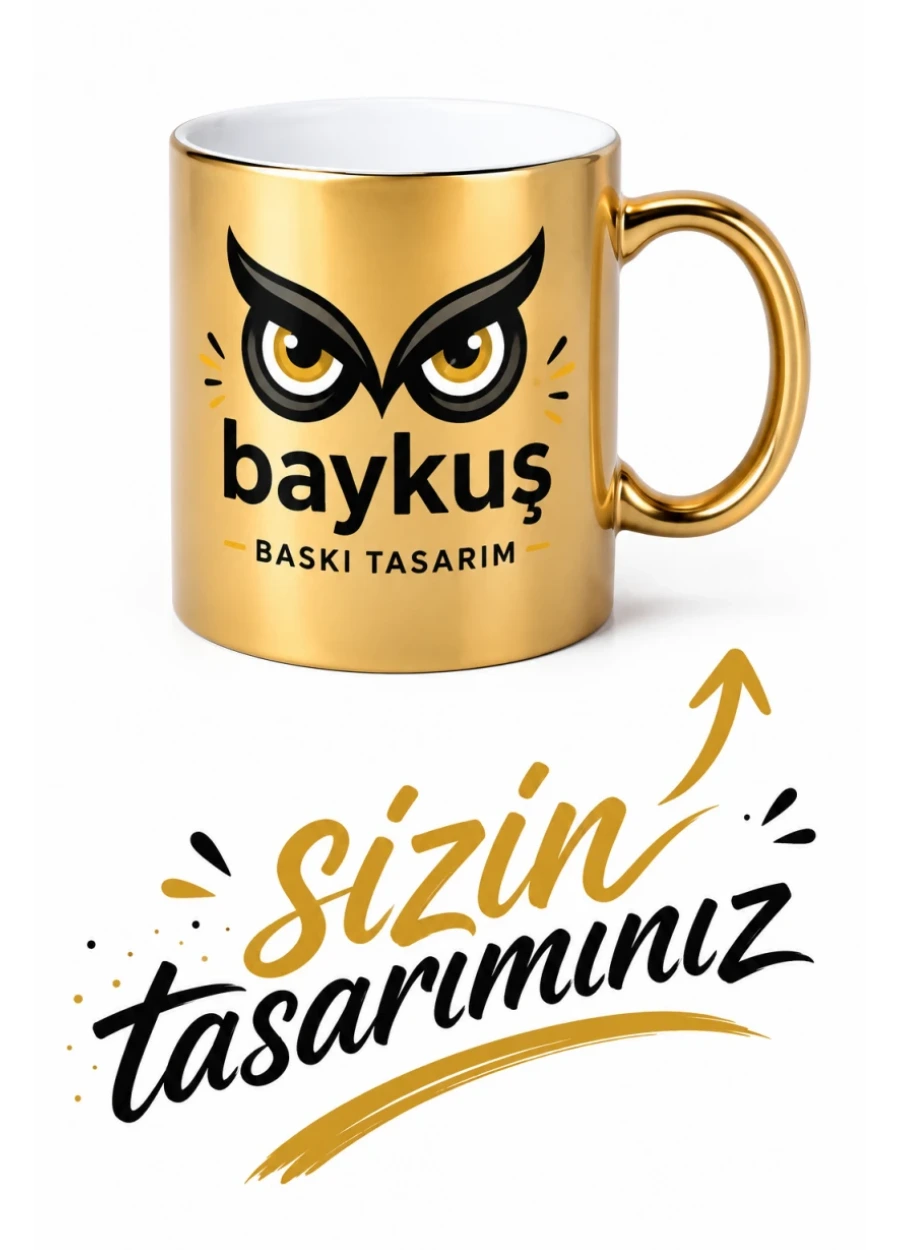 Aynalı Gold - Altın Metalik Kupa Bardak