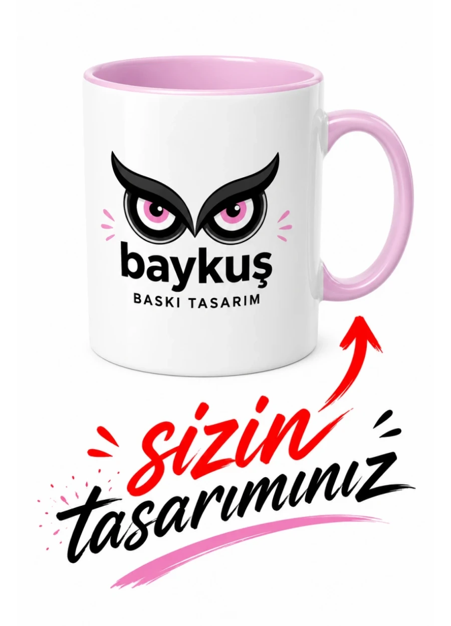 İçi Ve Kulpu Pembe Kupa Bardak