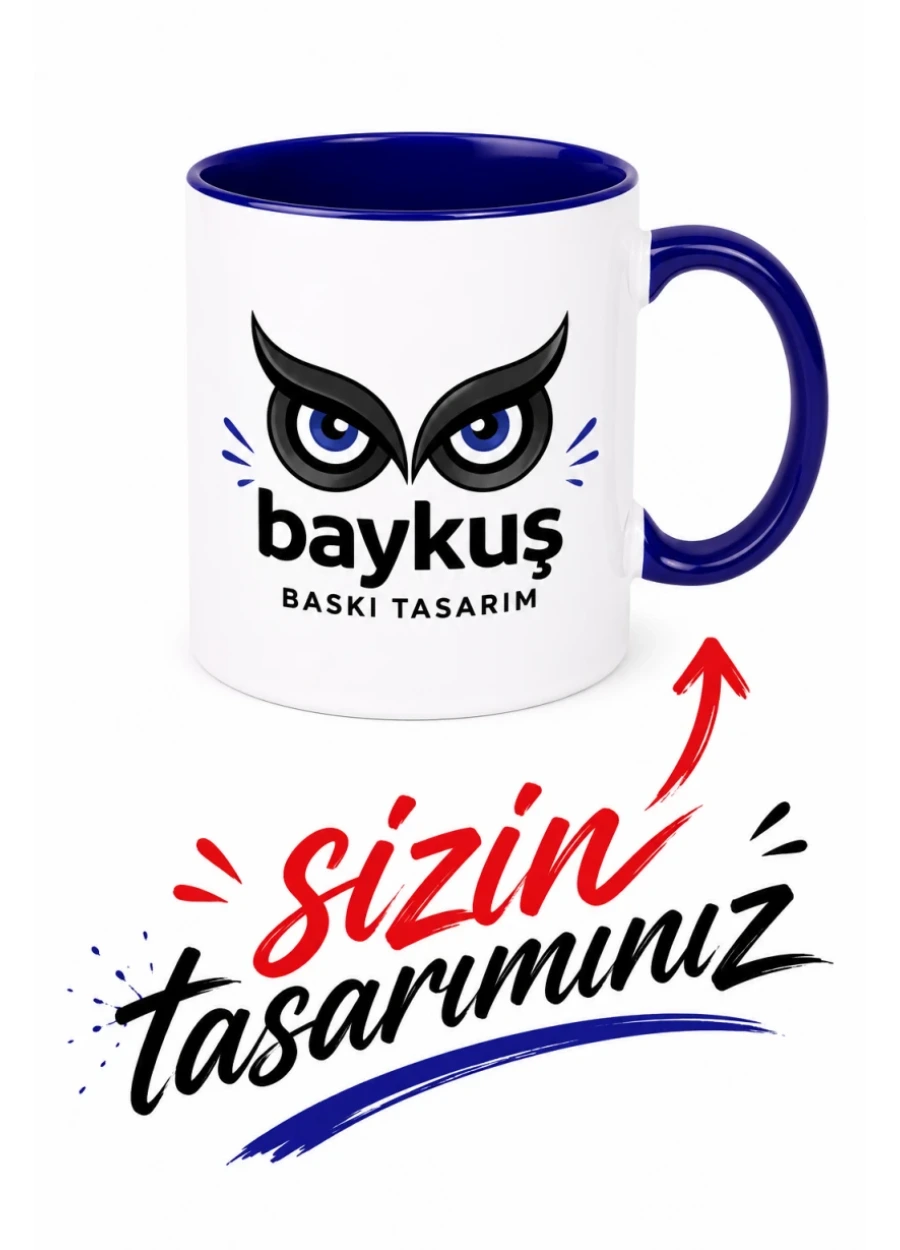 İçi Ve Kulpu Lacivert Kupa Bardak