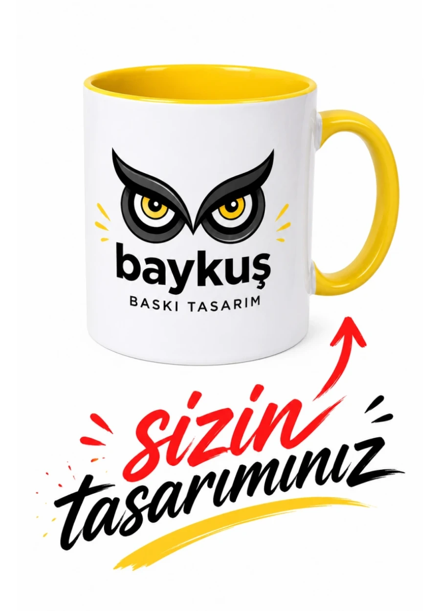 İçi Ve Kulpu Sarı Kupa Bardak