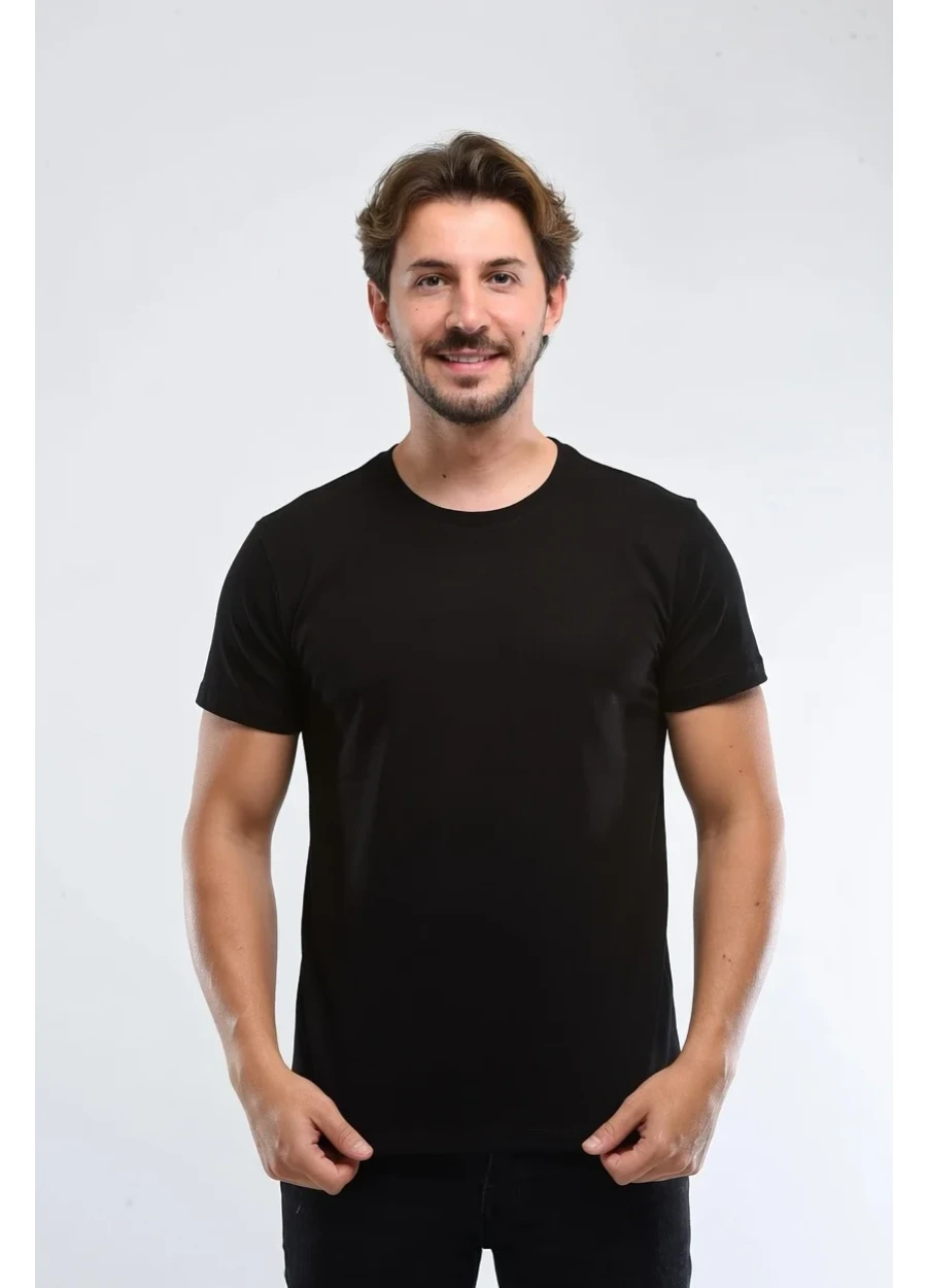 Bisiklet Yaka Tişört - Siyah