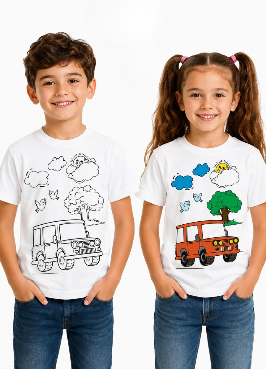 Tişört Boyama - Araba T-shirt