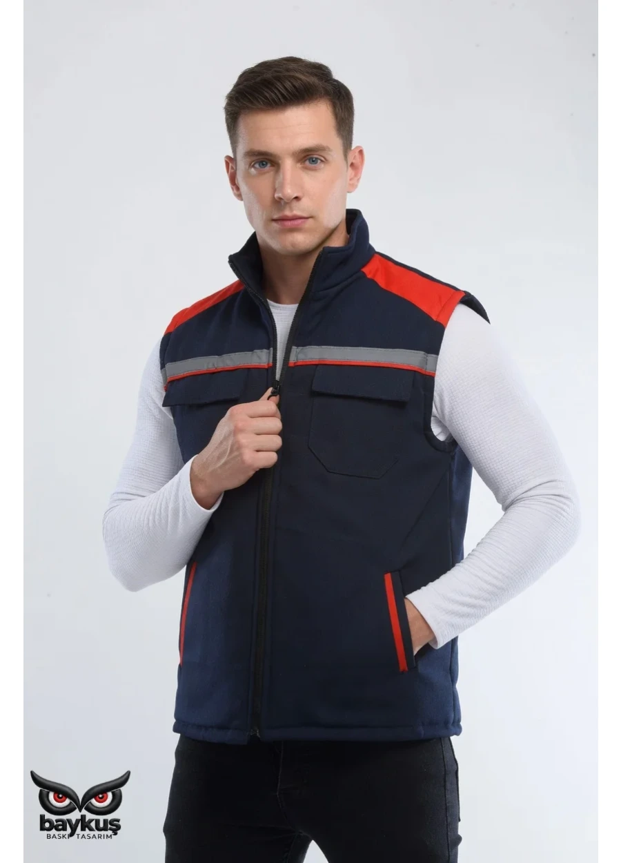 Gabardin Yelek - Lacivert - Kırmızı