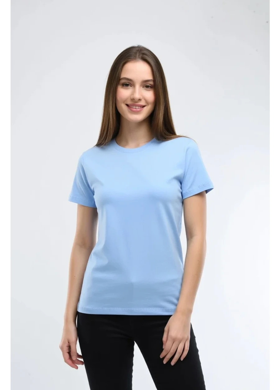 Bisiklet Yaka Tişört - Buz Mavi