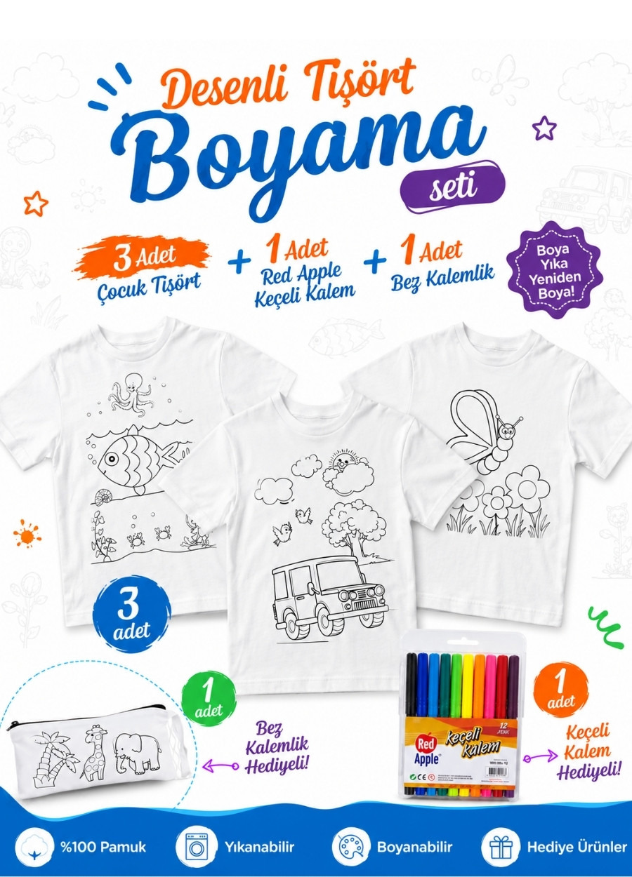 Desenli Tişört Boyama Seti