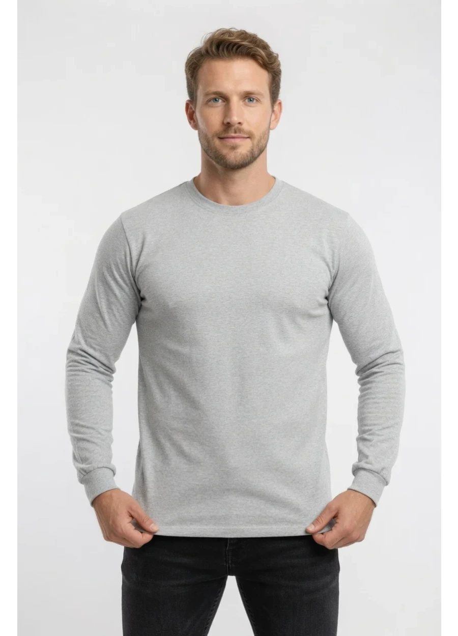 2 İplik Bisiklet Yaka Sweat - Gri
