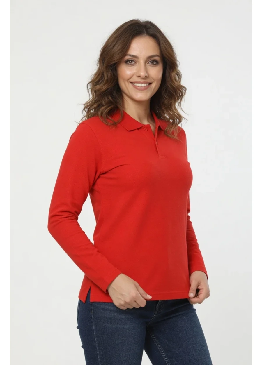 3 İplik Polo Yaka Sweat - Kırmızı