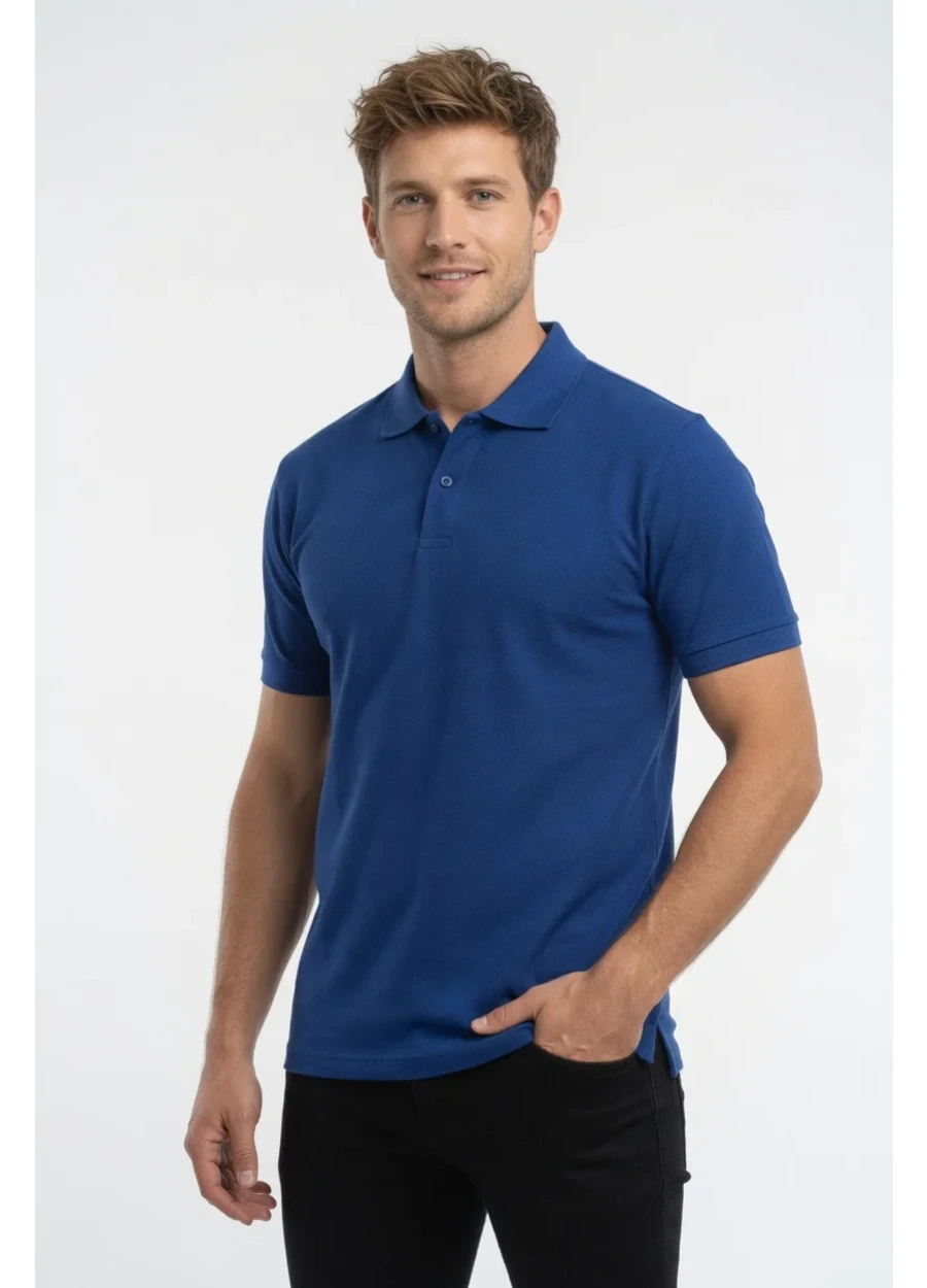 Polo Yaka Tişört - Saks Mavi