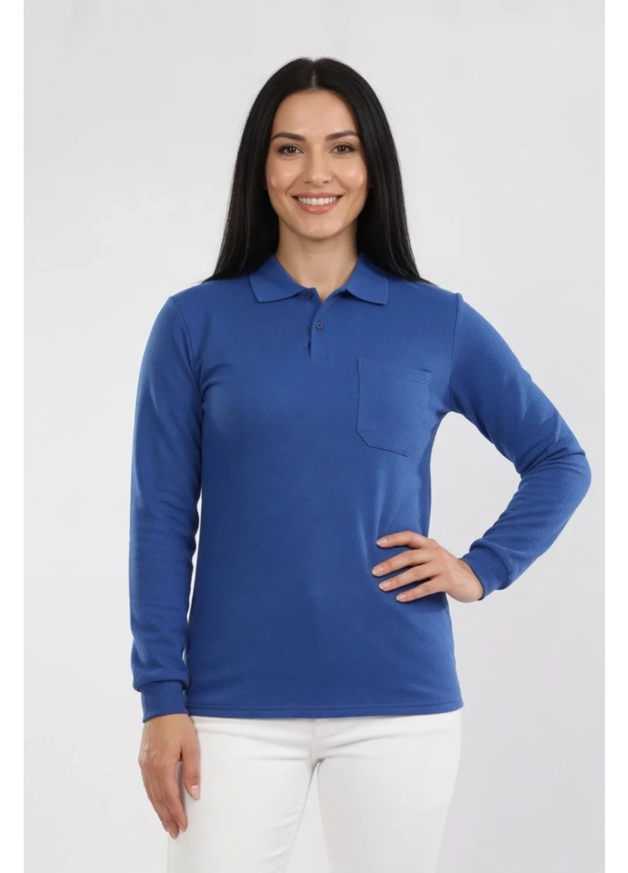 3 İplik Polo Yaka Sweat - Saks Mavi
