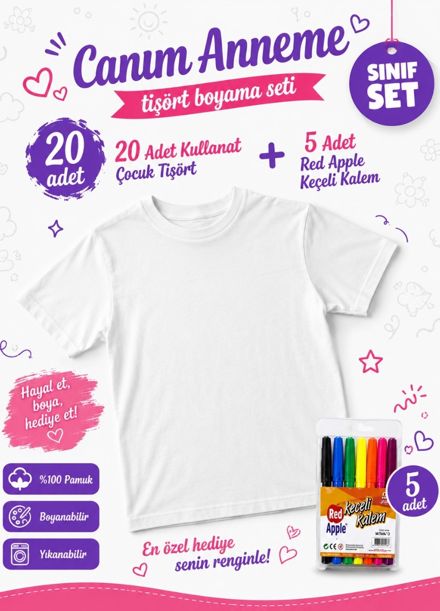 Anneler Günü Tişört Boyama Seti