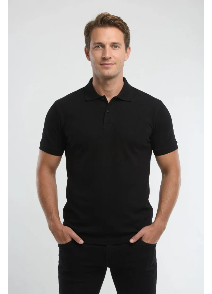 Polo Yaka Tişört - Siyah