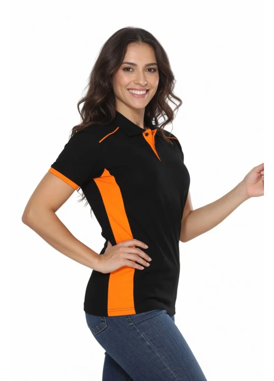 Modelli Polo Yaka Tişört - Siyah - Turuncu