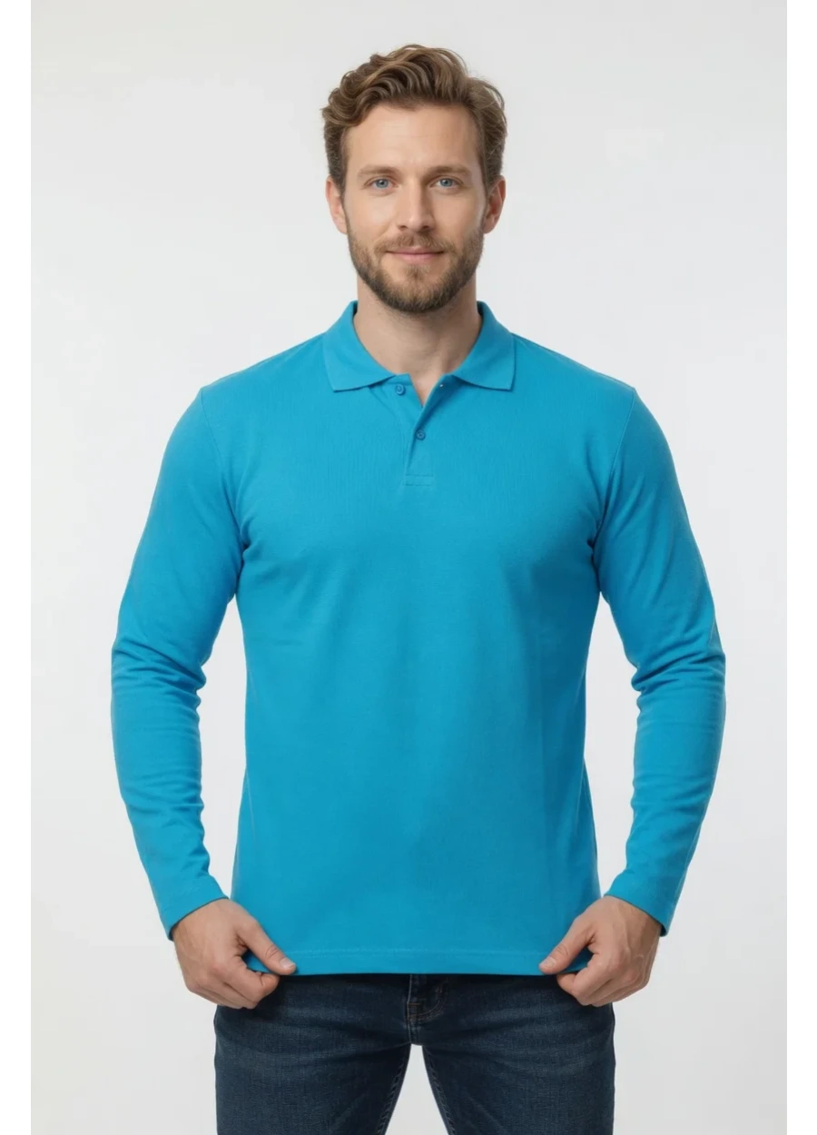 2 İplik Polo Yaka Sweat - Turkuaz