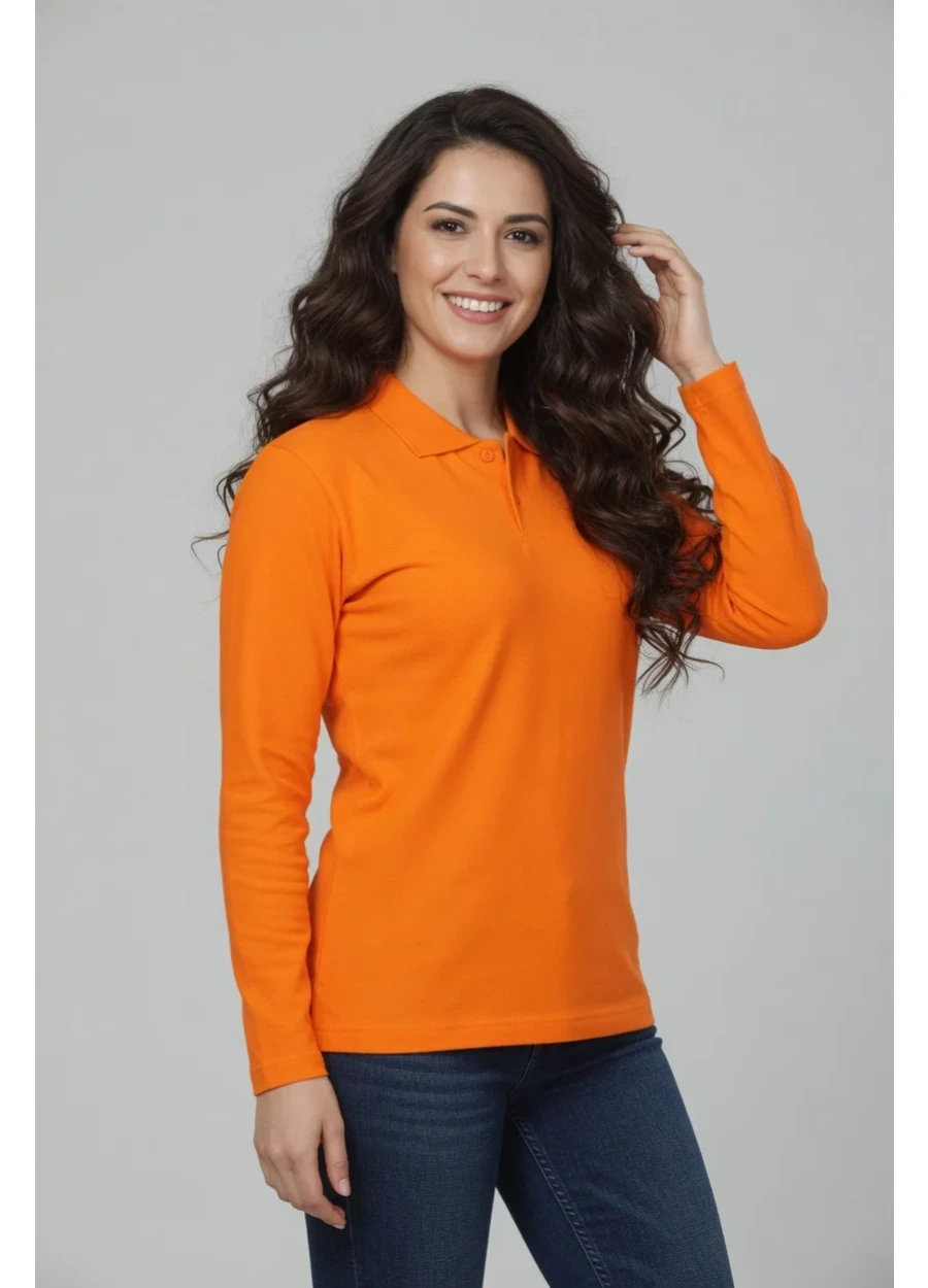 3 İplik Polo Yaka Sweat - Turuncu