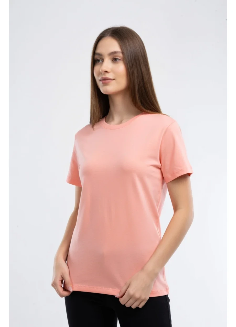 Bisiklet Yaka Tişört - Yavruağzı